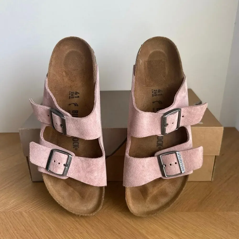 Birkenstock Arizona Light Pink Suede Unisex Sandals - SZ Men 8- Women 10